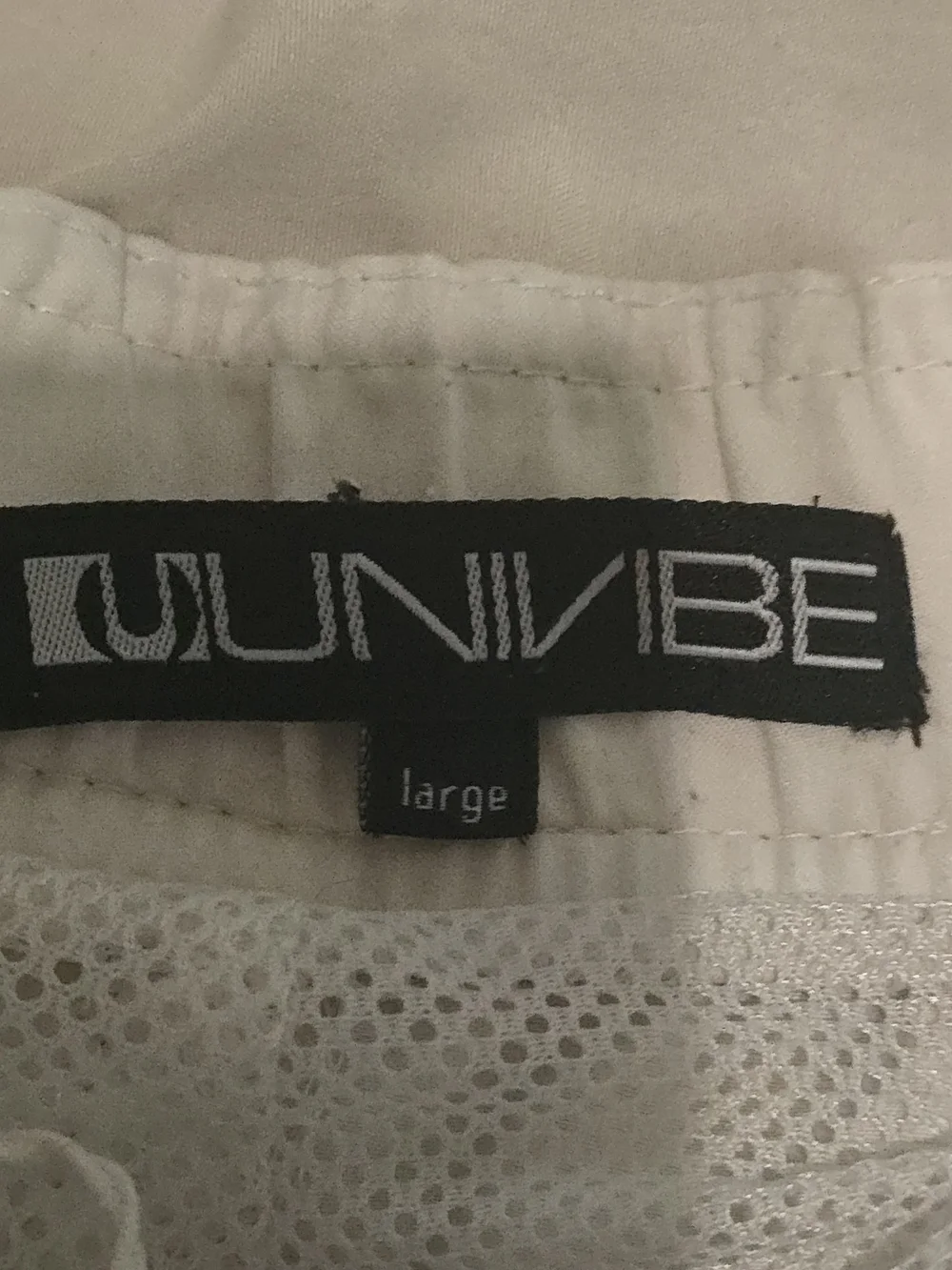 Univibe White Blue & Gray Graphic Stripe Swim Trunks